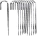 Rebar-Stakes-12-Inch, Ground Stakes Heavy Duty J-Hook Galvanized Anti-Rust Heavy Duty Ground Anchors for Garden Dog Fence Chicken Coop Christmas Decorations Deer Fence 12pcs by CozyNest Decor