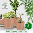 Planter Pots with Drainage Holes - Lightweight, Durable, and Space-Saving Pots for Indoor and Outdoor - Versatile Functionality, Simple Modern Design, Set of 5 Plastic Planter Pots - Pink by GreenHaven Gardens