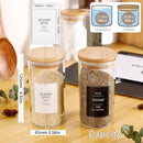 12 Pcs Glass Spice Jars With 296 Spice Labels Preprinted of White and Black Color- 10oz Thicken(2.4mm) Spice Containers With Bamboo Airtight Lids - Empty Small Herb Seasoning Jars by CozyNest Decor