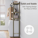 CABIHOME 5-Tier Over-The-Washer Shelf - Adjustable Height Laundry Organizer Space Saver, Double-Layer 100lb Shelves, 2 Hooks for Bathroom/Balcony (Grey & Black) by CozyNest Decor