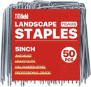 Landscape Staples 5 Inch 50 Pack,Garden Staples Galvanized Ground Stakes Anti-Rust Landscape Fabric Staples Garden Stakes for Irrigation Tubing, Fence, Weed Barrier, Ground Cover by GreenHaven Gardens