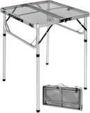 REDCAMP 24" Square Folding Grill Table for Outside, Lightweight Portable Metal Aluminum Outdoor Grill Table with Adjustable Height Legs, Great for Camping Picnic Cooking BBQ, Silver 2ft by GreenHaven Gardens