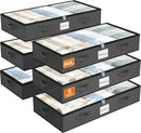 SpaceWhisper 90L Under Bed Storage Containers, 6-Pack Storage Bins with Clear Top, Foldable Closet Organizers and Storage with Label Holder for Clothing, Blankets, Comforter & Pillows (Grey) by CozyNest Decor