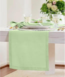 Solino Home Linen Table Runner 90 Inches Long - 100% Pure Linen Pastel Green Table Runner 14 x 90 Inch - Fete by CozyNest Decor