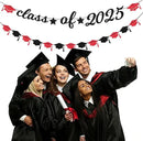 Red Black Party-Decoration Graduation Banner - 14pcs Kits Cap Garland Streamers, Paper Tissue Pom Poms Flowers Fans Honeycomb,Class Of 2025 College High School Grad Decor Hugfond by CozyNest Decor