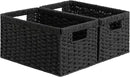 StorageWorks Pantry Baskets, Wicker Storage Baskets for Organizing, Bathroom Shelves, Pantry Organizers and Storage, Medium, Black, 2-Pack by CozyNest Decor
