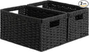 StorageWorks Pantry Baskets, Wicker Storage Baskets for Organizing, Bathroom Shelves, Pantry Organizers and Storage, Medium, Black, 2-Pack by CozyNest Decor