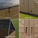KINYING Larger Outdoor Storage Shed Weather Resistance, Resin Sheds & Outdoor Storage for Garden, Patios, Backyards, 48 Cu.Ft Tool Shed for Garbage Cans, Lawn Mower, Garden Tools,Brown by GreenHaven Gardens