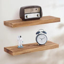 Fun Memories European Pine Floating Shelves for Wall, Mounted Shelf for Decor Storage Set of 2 - Natural Rustic Wooden Wall Shelf for Kitchen Bathroom Living Room Bedroom Farmhouse - Carbonized by CozyNest Decor