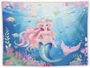 HZOHNAGO Mermaid Girls Tapestry Watercolor Mermaid Princess Pattern Printed Wall Tapestry Wall Hanging for Bedroom Living Room Dorm 80" W x 60" H by CozyNest Decor