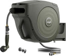 Vego Garden Hose Reel Retractable Hi-Flow x 100ft Wall Mounted Hose Reel Automatic Rewind, Any Length Lock with 9 Patterns Sprayer Nozzle, Quick Connector and Adjustable shot Nozzle-Seaweed Green by GreenHaven Gardens