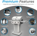 Kenmore 3-Burner Outdoor BBQ Grill | Liquid Propane Barbecue Gas Grill with Folding Sides, PG-A4030400LD-PE, Pedestal Grill with Wheels, 30000 BTU, Pearl White by GreenHaven Gardens