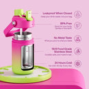 Kids Insualated Water Bottle with Straw - 12oz Stainless Steel Water Bottle with Dual Spouts, Leak-Proof, BPA-Free, Double Wall Vacuum Keeps Cold for 24 Hours for Sports, Travel, School (Lime Sorbet) by CozyNest Decor