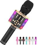 Amazmic Kids Karaoke Microphone Machine Toy Bluetooth Microphone Portable Wireless Karaoke Machine Handheld with LED Lights, Gift for Children Adults Birthday Party, Home KTV(Black Gold) by TinyTreasures Baby Boutique