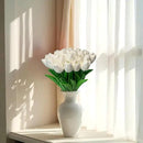 15pcs White Tulips PU Artificial Flowers Real Touch Fake Tulips for Spring Easter Home Kitchen Wedding Bouquet Bulk Mother's Gift Day Decorations by CozyNest Decor