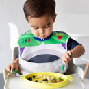 Bumkins Toddler Utensils, Kids Size Fork and Spoon Set, Silicone and Stainless-Steel Training Silverware, Fork / Spork for Self-Feeding, Children Hold Learning to Eat, 18 Months Up, Jade Green by TinyTreasures Baby Boutique