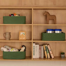 Large Shallow Organizing Baskets 15x11x5.1 Inches - Rope Woven Storage Bins for Bathroom, Shelves, Cube Closet, Green 2 Packs by CozyNest Decor