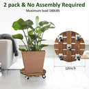 Yangbaga 2pack Plant Caddy 12’’Wood Duty Rolling Plant Stand with 2 360° Lockable Caster Wheels,Indoor Outdoor on Roller Patio/Flower Pot/Succulent Pots by GreenHaven Gardens