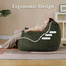 Giant Plush Bean Bag Chair for Adults with Armrests - Oversized Comfy Green Beanbag Lounge Lazy Floor Sofa Accent Chair for Living Room, Bedroom & Dorm, Cozy Fluffy Single Cloud Mini Couch by CozyNest Decor