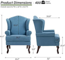 Accent Chair, High Back Upholstered Armchair with High Resilience Sponge & Wood Legs, Mid-Century Modern Comfy Single Sofa Reading Chairs for Living Room, Bedroom (Blue, Set of 2) by CozyNest Decor