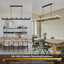 72 Inch Black Rectangle Wagon Wheel Chandeliers, Chandelier for Dining Room Over Table, Modern Crystal Long Chandelier for High Ceiling, Farmhouse Large Linear Chandeliers for Kitchen Island by CozyNest Decor