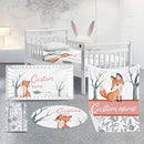 Custom Nursery Crib Bedding Set: Personalized Name 4 Piece Fox Pattern Baby Crib Sets for Girls - Toddler Double Layer Blanket Set, Comfortable Crib Bed Sheets for Baby Toddlers by TinyTreasures Baby Boutique