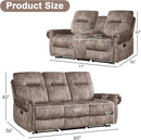 EBELLO 2 Pieces Manual Reclining Couch Furniture Set for Living Room, 2 Seat Loveseat and a 3 Seater Sofa, Vintage Rivet Mid-Century Design for Living Room, Brown by CozyNest Decor