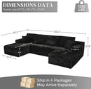 Modular Sectional Sofa Cloud Sectional Couch, 135" Comfy Fluffy U Shaped Black Couches for Living Room, Deep Seat Memory Foam Plush Corduroy Boneless Couch Sectionals with Left Facing Chaise Sofa by CozyNest Decor