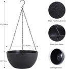 8 inch Small Hanging Planters Plant Pots for Indoor Outdoor Plants, 2 Pack Hanging Flower Pots with Drainage Holes and Chain for Garden Porch, Plastic Hanging Baskets for House Plants, Black by GreenHaven Gardens