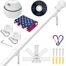 ZMTECH 5FT Flag Pole Kit with Solar Light and Proud American Flag, Adjustable Bracket and Upgraded Tangle-Free Ring 1" Stainless Steel Flagpole for Day and Night, Residential, Commercial, White by GreenHaven Gardens