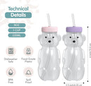 Honey Bear Straw Cup for Babies, Honey Bear Cups with Travel Lid, 2-Pack Therapy Learning HoneyBear Straw Sippy Cup for Toddlers, Cherry Blossom & Unicorn, 8 oz by TinyTreasures Baby Boutique
