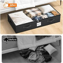 SpaceWhisper 90L Under Bed Storage Containers, 2-Pack Storage Bins with Clear Top, Foldable Closet Organizers and Storage with Label Holder for Clothing, Blankets, Comforter & Pillows(Black) by CozyNest Decor