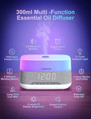 Versatile Essential Oil Diffuser, 300ml Aroma Diffuser with Bluetooth Speaker and Alarm Clock, 7 Colors LED Light Aromatherapy Diffusers & Cool Mist Humidifier 3-Level Brightness, Auto-Off Protection by CozyNest Decor