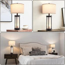 RORIA Set of 2 Modern Table Lamps for Living Room with 2 USB Ports, White Frosted Glass Nightlight for Bedroom, Contemporary Desk Lamps for Nightstand End Table Entryway, 4 Bulbs Included (Black) by CozyNest Decor