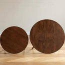 100% Solid Oak Wood Coffee Table Set, Round Coffee Table Combo Side Table w/Solid Wood Legs, Mid Century Table Sturdy Tables for Bedroom Balcony Living Room (Walnut, Big-Medium Combo) by CozyNest Decor