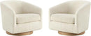 CHITA Swivel Accent Chair Set of 2, FSC Certified Upholstered Fabric Barrel Chair for Living Room, Fully Assembled, Cream by CozyNest Decor