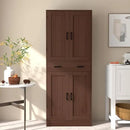 Brown Kitchen Pantry, 71" Tall Storage Cabinet with Doors and Drawer for Kitchen, Hallway, Office