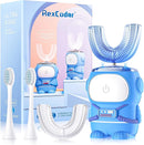 Ultrasonic Kid's U-Shaped Electric Toothbrush, IPX7 Waterproof, Five Cleaning Modes, 60S Smart Reminder (Cartoon Astronaut,Blue Ages 2-6) by TinyTreasures Baby Boutique