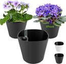 Self Watering Planters for Indoor Outdoor Plants 7 inch Flower Pot with Water Level Indicator Grey 3 Pack African Violet Self Watering Pots for All Orchid agave etc. House Plant Plastic Planter by GreenHaven Gardens
