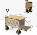 Whitsunday Collapsible Folding Wagon with Table,Heavy Duty Utility Beach Wagons with Opened Tailgate and All-Terrain Wheels for Camping,Garden,Sports Khaki by GreenHaven Gardens