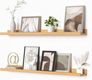 Heimlove Picture Ledge Shelf, Floating Shelves Set of 2, 36 Inches Picture Shelf for Wall with Ledge, Kids Bookshelf Wall Mounted for Living Room Bedroom Decor Books Photo Frames - Natural Oak by CozyNest Decor