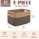 OIAHOMY 4 Pack Storage Baskets for Organizing, Basket for Shelves with Handle, Woven Baskets for Storage Toys, Towels, Books, Cotton Rope Basket 13" L x 9 " W x 7.8 " H, Brown & Black by TinyTreasures Baby Boutique