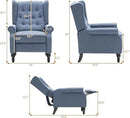 Mid Century Wingback Recliner Chair for Adults, Modern Linen Fabric Push Back Recliner Chairs with Button Tufted Upholstered Back & Footrest, Manual Recliner Chais for Living Room, Nursery, Blue by CozyNest Decor