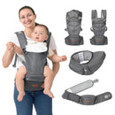 BabbleRoo Grow Carrier – Safety-Certified 6-in-1 Baby Carrier with Hip Seat, Ergonomic & Adjustable Toddler Carrier 7-50 lbs with Hip Support, Hood for Sun Protection, Newborn to Toddler, Gray by TinyTreasures Baby Boutique