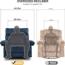 Oversized Recliner Chair Extra Wide Large Recliner for Adults 350lbs with Lumbar Support Pillow Nursery Chair Living Room (Manual, BLUE-6002) by CozyNest Decor