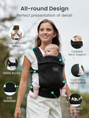 GROWNSY Baby Carrier Newborns to Toddlers, Ergonomic Baby Toddler Carrier Slings Wraps with Head Support, Easy to Wear,Infant Carrier Baby Gift,Travel and Hiking Friendly, for Babies 7 to 44 lb(Black) by TinyTreasures Baby Boutique