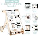 Beright Wooden Baby Walker with Roller, Push and Pull Learning Activity Walker, Multi-Functional Kids’ Activity Toy, Multiple Activities Center, Develops Motor Skills & Stimulates Creativity, Natural by TinyTreasures Baby Boutique