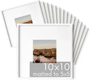 HAUS AND HUES 10x10 White Metal Picture Frames Matted to 5x5 - Features Premium Aluminum & Hanging Hardware, Shatterproof Plexiglass - Ideal for Home, Room, Office (10x10 in, White, Set of 15) by CozyNest Decor