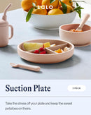 Lalo Suction Plates - 2 Pack, 100% Silicone Non-Toxic BPA-Free Baby Plates with Suction Base To Prevent Accidental Tip-Overs - Suction Plates for Toddlers With Three Divided Sections - Grapefruit by TinyTreasures Baby Boutique