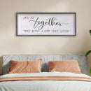 And So Together They Built A Life They Loved Sign Above Bed Wall Decor 24×10 Inch Master Bedroom Over Bed Wood Framed Wall Art (Black) by CozyNest Decor